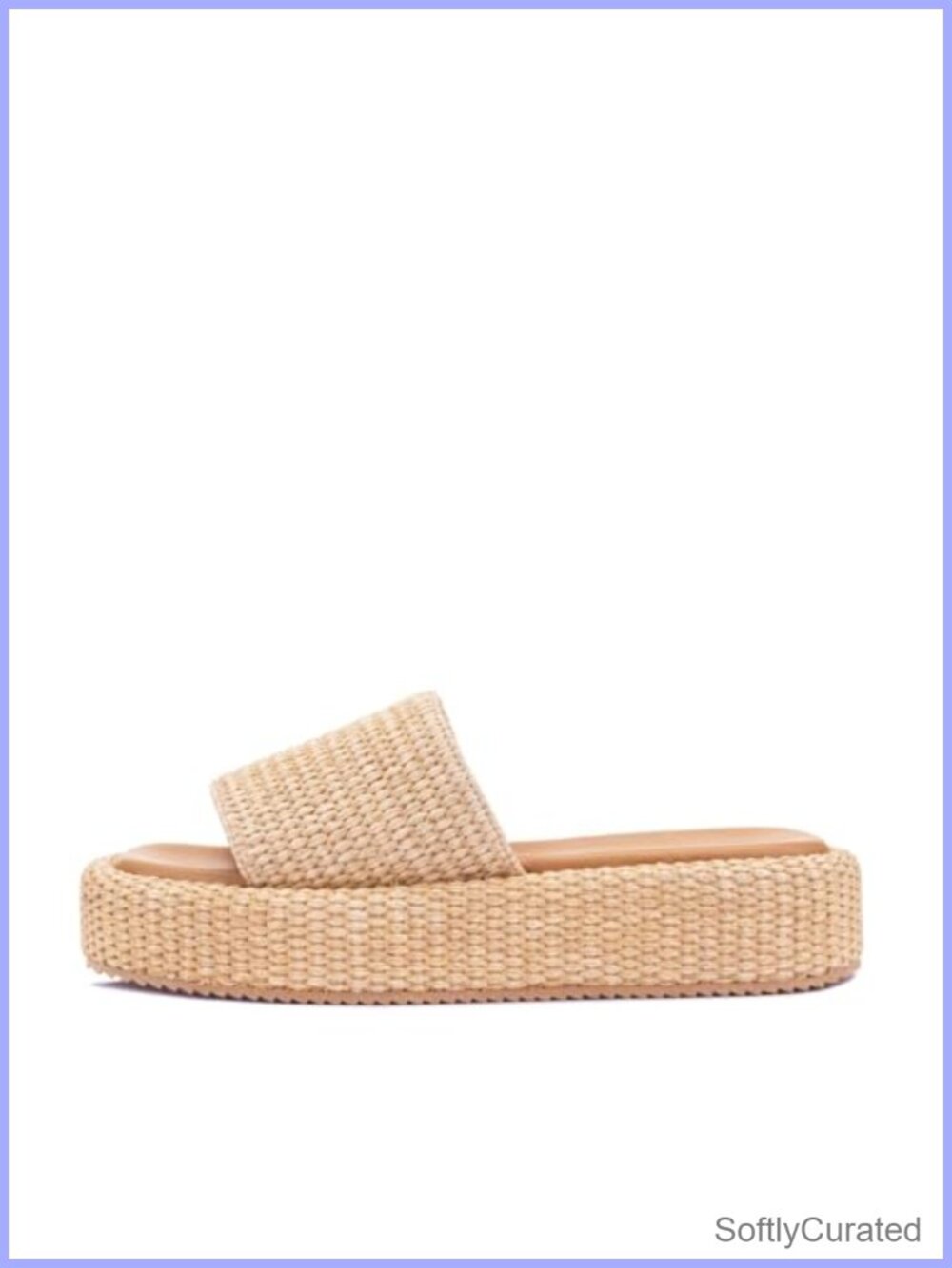 Raffia Platform Espadrille Slides Woven Straw Beach Sandals Slip On Summer